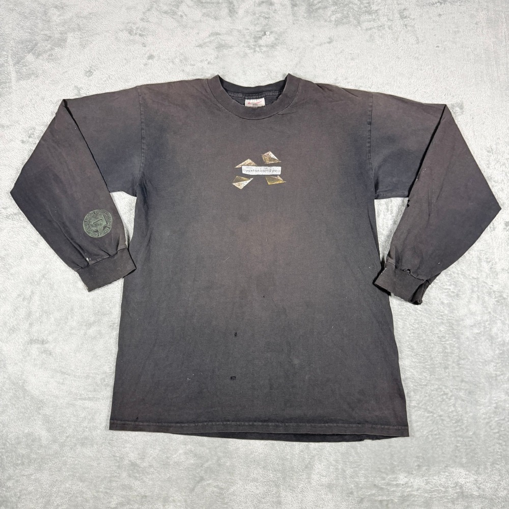 Vintage Nike Yao Ming Dragon NBA Long Sleeve Shirt Mens Medium Black Distressed